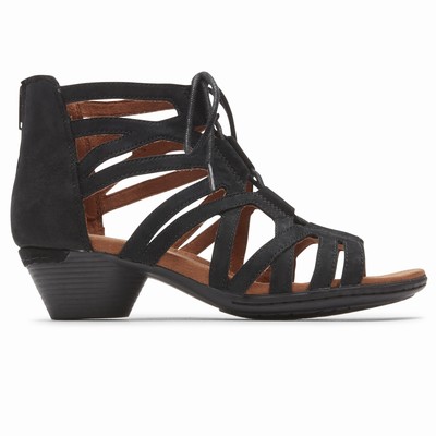 Sandálias Rockport Cobb Hill Laurel Caged Mulher Pretas PT-56204